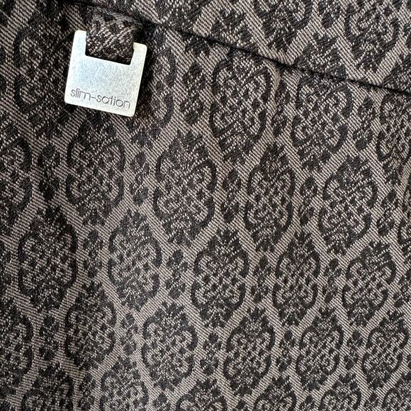 SlimSations Sz 10 Dark Gray Straight Leg Pants with Brocade Print Whimsigoth - Picture 3 of 5